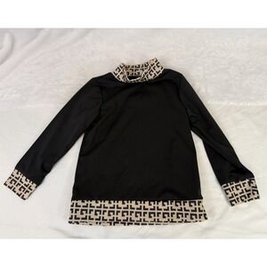 Girls 4T‎ Black Long Sleeve Dress Tunic Geometric Trim Mock Neck Boutique Style